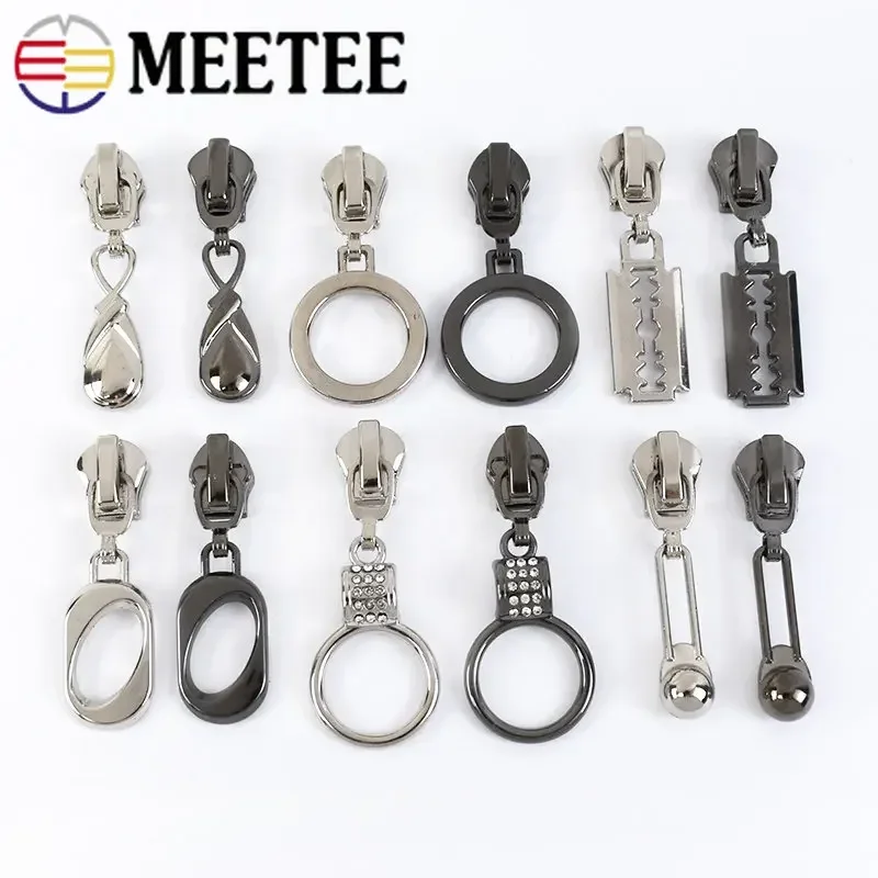 5/10Pcs Sewing Zipper Sliders for 5# Nylon/Metal/Resin Zippers Garment Zips Pulls Heads Repair Kit DIY Decor Accessories