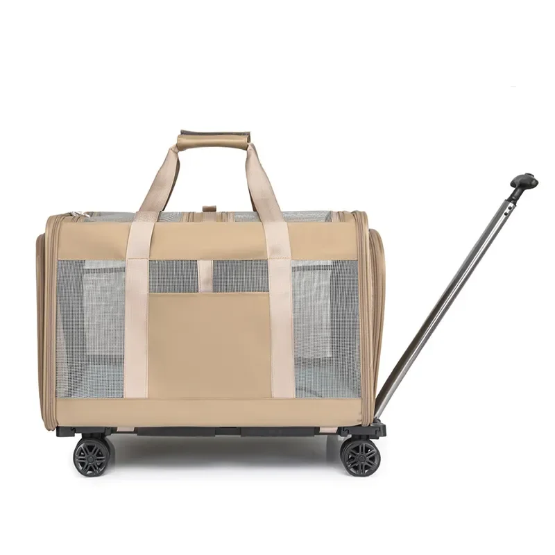 Portable Pet Carrier Bag for Cats and Dogs Lightweight Foldable Travel Trolley with Wheels Universal Shoulder Strap
