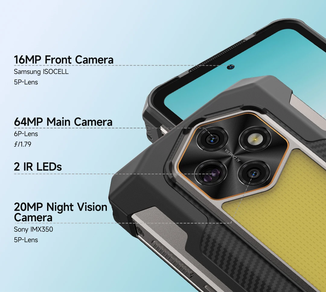 Ulefone RugKing 5 Pro 20000mAh Rugged Phone Android 16 16GB+256GB IP68/IP69K Waterproof Smartphone 6.78 FHD+ Night Camera 4G