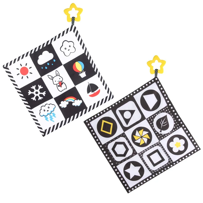 Newborn Crib Book Toys Sensory Cloth Book Square Towel Baby Soft Teether Stroller Hanging Ornament Toy Educational Montessori view 4