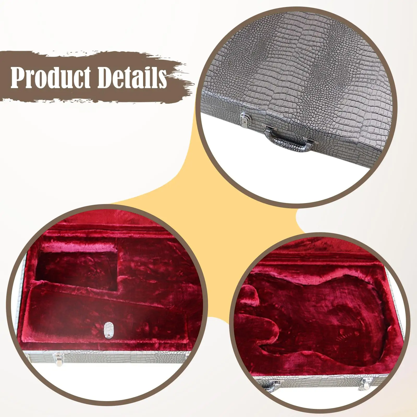 حقيبة جيتار كهربائي بغطاء صلب مقاوم للصدمات والغبار احترافي مع قفل مع مقبض حقيبة حمل للسفر غلاف صلب مربع #5