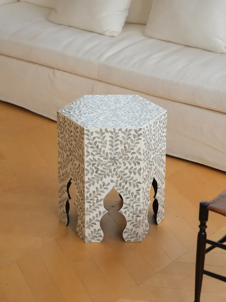 Nordic Natural Shell Table Furniture,Handmade Mother of Pearl,living Room Entrance Sofa Side Tea Tables Shelf Decoration 50cm