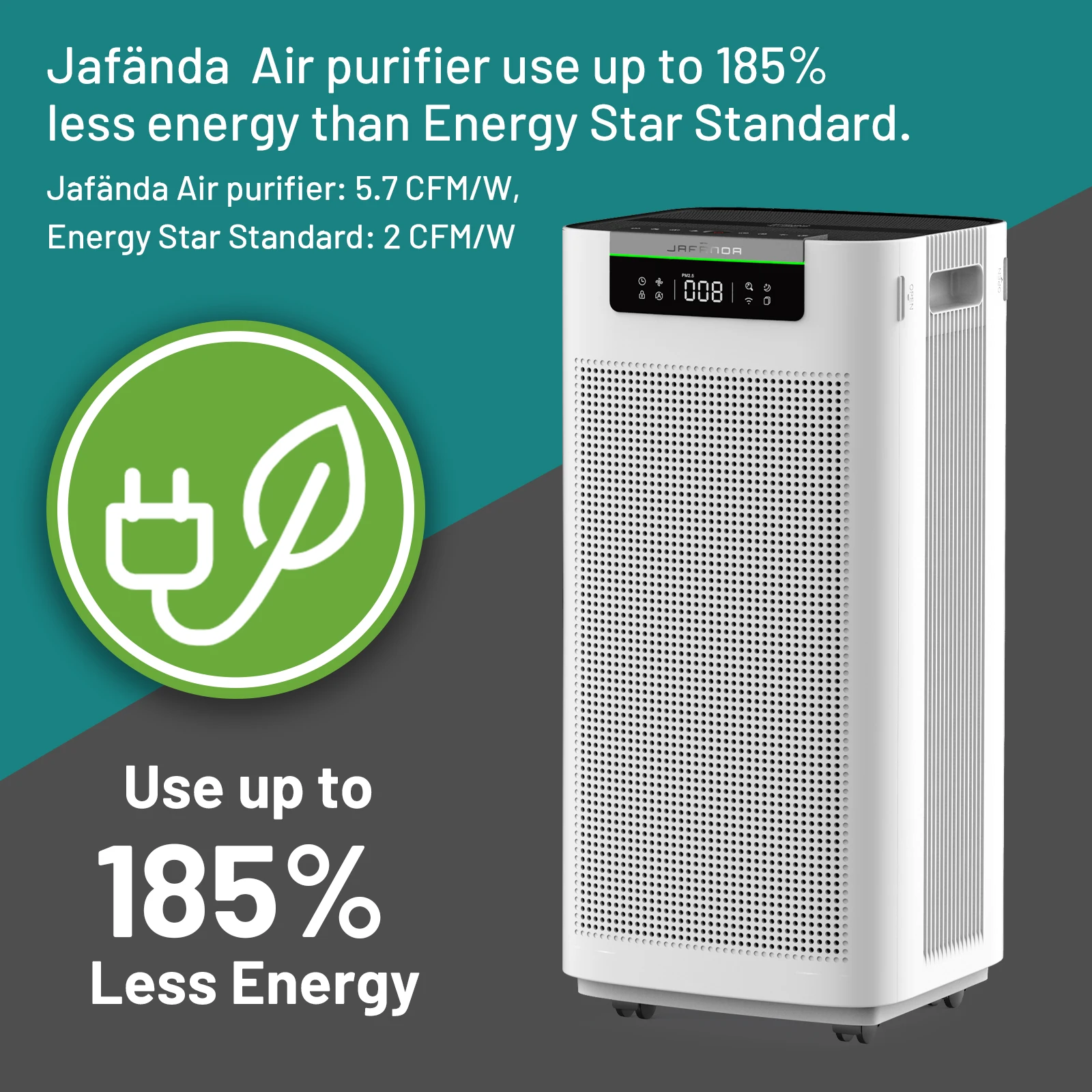 Jafända-Purificateur d'air intelligent HEPA, filtre à charbon actif, supporter ficateurs d'air pour la maison, les grandes pièces, 3800 pi ², Andrea & Alexa, Ture HEPA