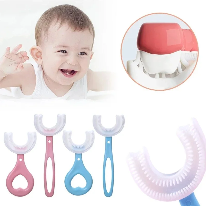 360 Degree U-shaped Baby Toothbrush Children Cleaning Toothbrush Teethers Baby Teeth Brushes Silicone Kids Teeth Oral Care