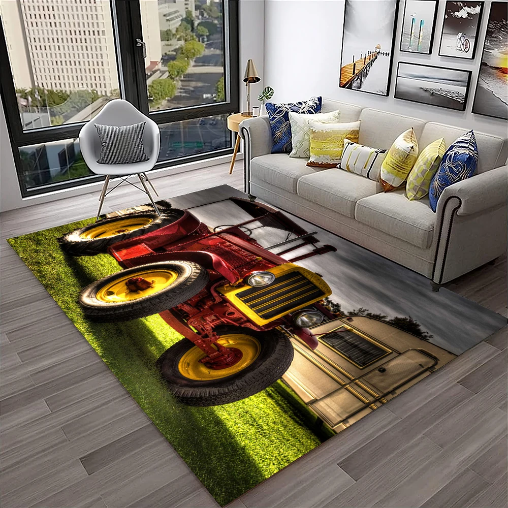 3D Retro Car Tractor Truck Series Carpet Rug for Home Living Room Bedroom Sofa Doormat Decor,Child Area Rug Non-slip Floor Mat