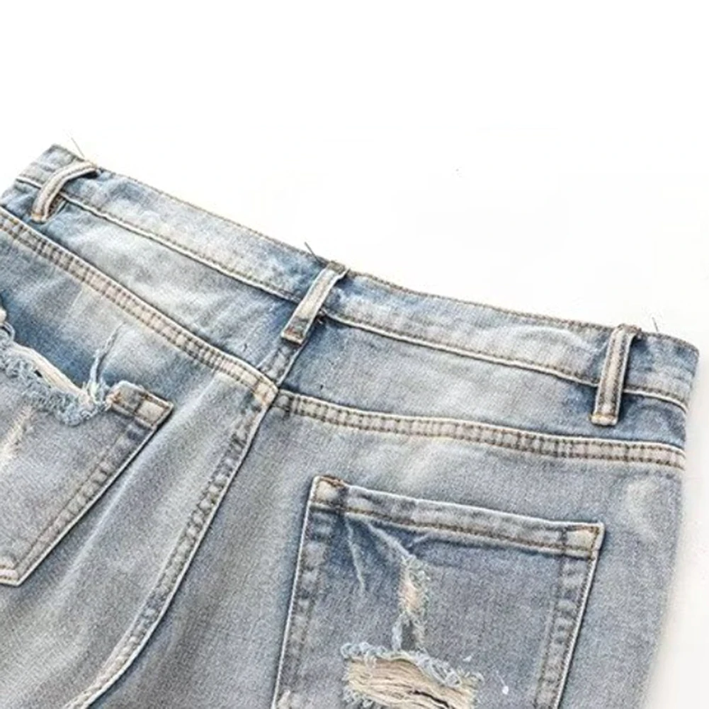 Männer Sommer Distressed Shorts Mode Schlank Zerrissene Kurze Jeans Vintage Streetwear Männliche Kurze Hosen 2025