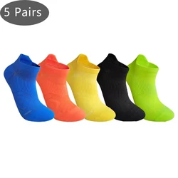 5 Pairs Nylon Sport Socks Solid Thin Shallow Mouth Sweat-Absorbing Quick-Drying Fitness Marathon Bike Ankle Crew Socks 4 Seasons