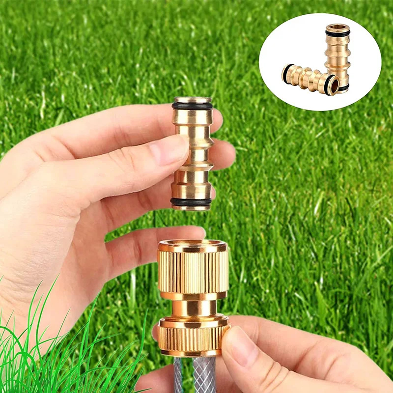 2Pcs Brass Double Male Hose Connectors 1/2Inch Hose End Connector Garden Hoses Pipe Connectors Extender Hose Connectors Set