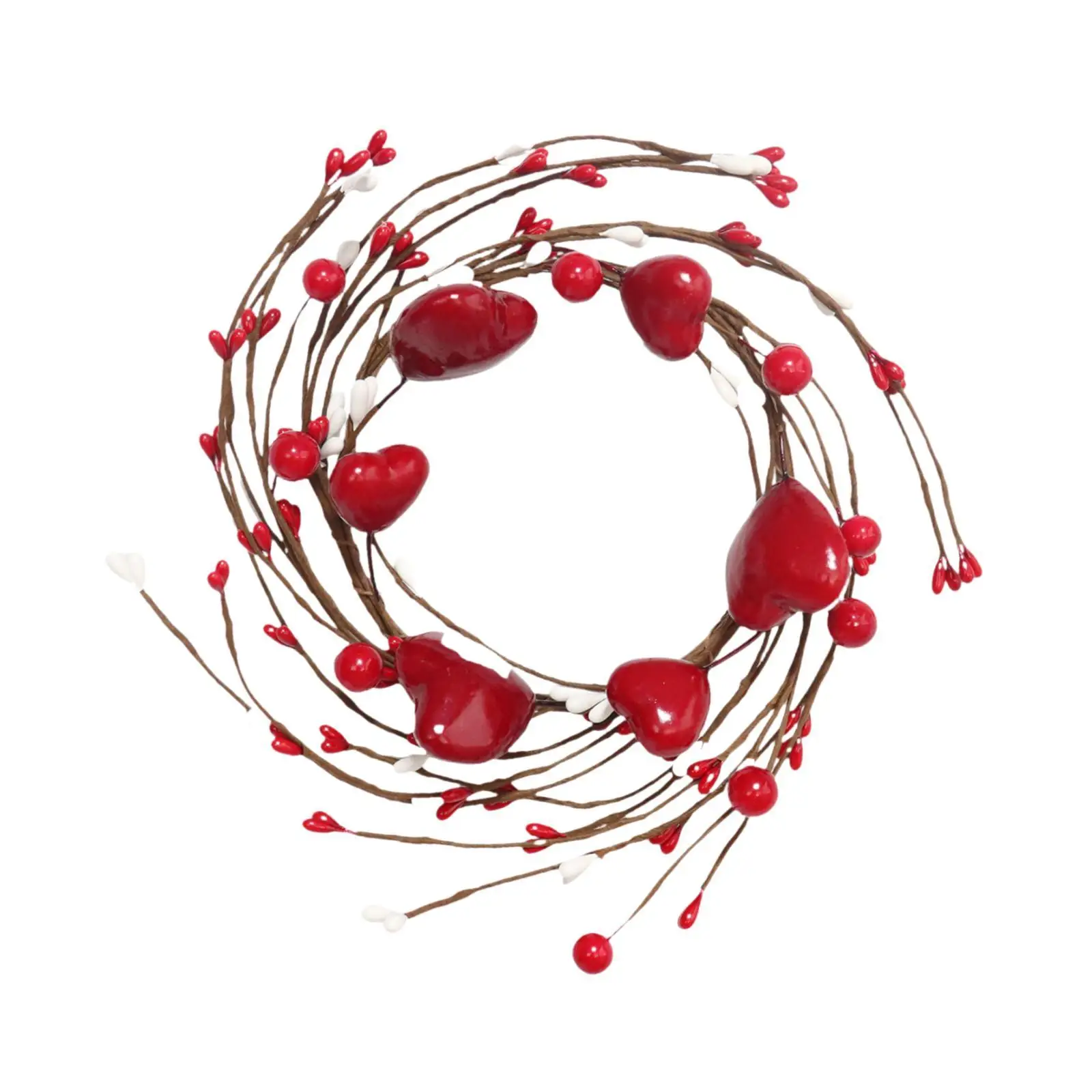 Christmas Candle Rings Wreath Candle Holder Red Berries Wreath Mini Rustic