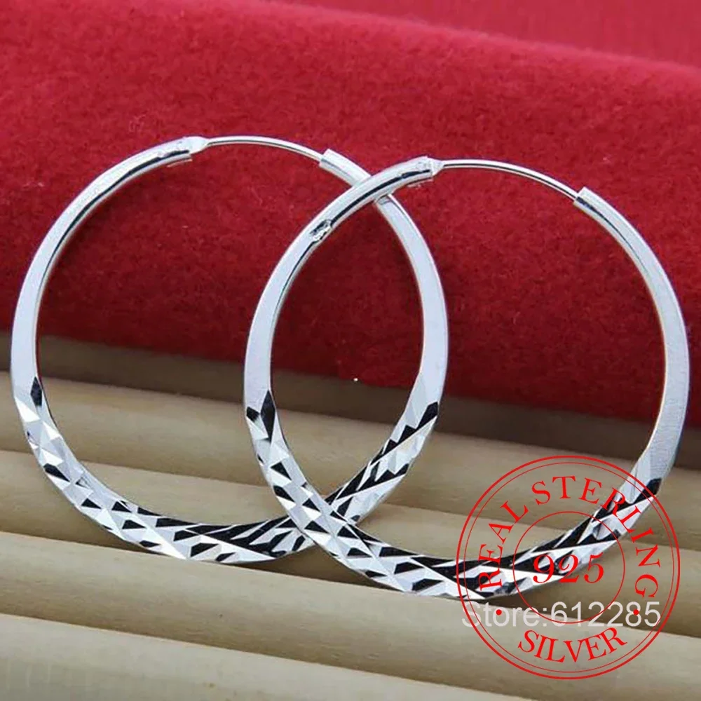 High Quality Hoop Earrings 925 Sterling Silver 5.0cm Circle Earrings for Women Fashion Jewelry Wholesale Factory Direct Sales