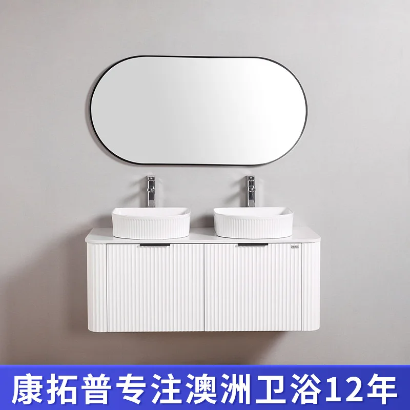 

bathroom cabinet combined bathroom hand wash face integrated ceramic basin washstand mirror cabinet Customizable
