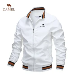 High End Embroidered CAMEL High-quality Men's Zippered Jacket, Spring and Autumn Fashionable Casual Outdoor Sports Jacket Top