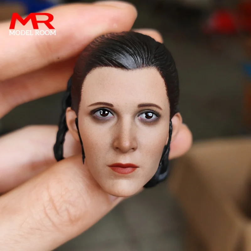 Cabeza esculpida de princesa Leia a escala 1/6, modelo tallado de cabeza de Carrie Fisher, figura de acción de soldado femenino de 12 pulgadas, muñecas corporales