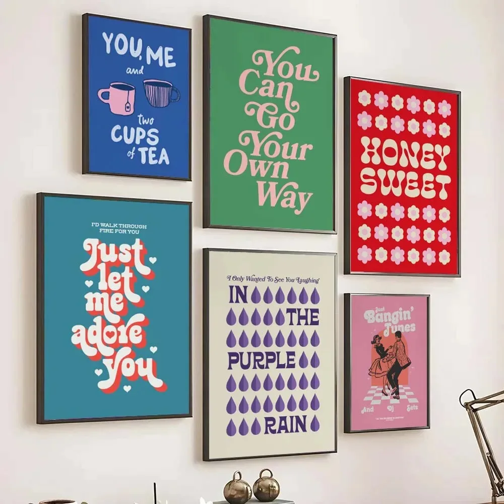 بساطتها الموسيقى الطباعة الفن الملصقات الوردي الألوان كلمات يقتبس الرسم على لوحات القماش الجدارية غرفة المعيشة ديكور المنزل