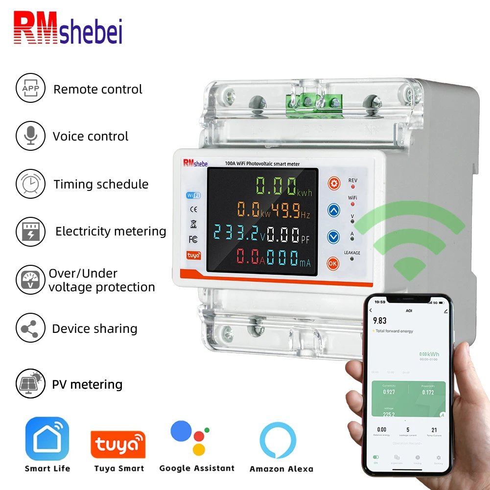 RMshebeiTuya Smart WiFi Circuit Breaker  4P100A Bidirectional Metering Overvoltage Undervoltage Overload Leakage Protection