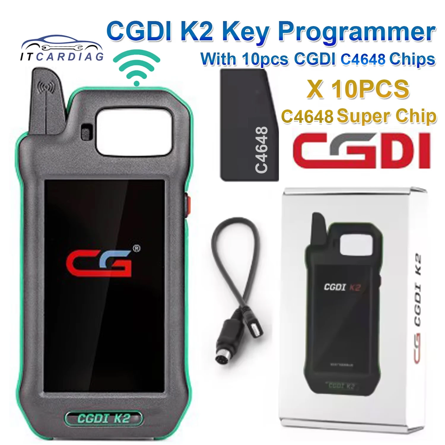 

CGDI K2 Smart Key Tool with C4648 Super Chip Multi-functional Smart Locksmith Automotive Key Programmer Tool Remote Generator