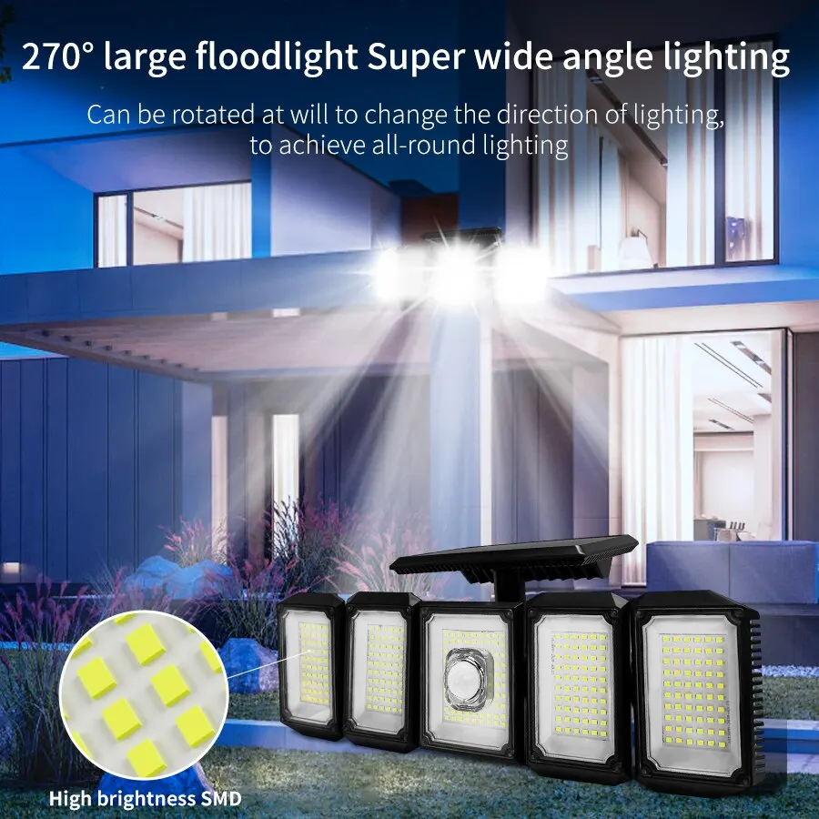 300LEDs Outdoor Solar Lights LED Solor Motion Sensor Wall Lamp Waterproof Solor Spotlight Adjustable For Garden Decoration