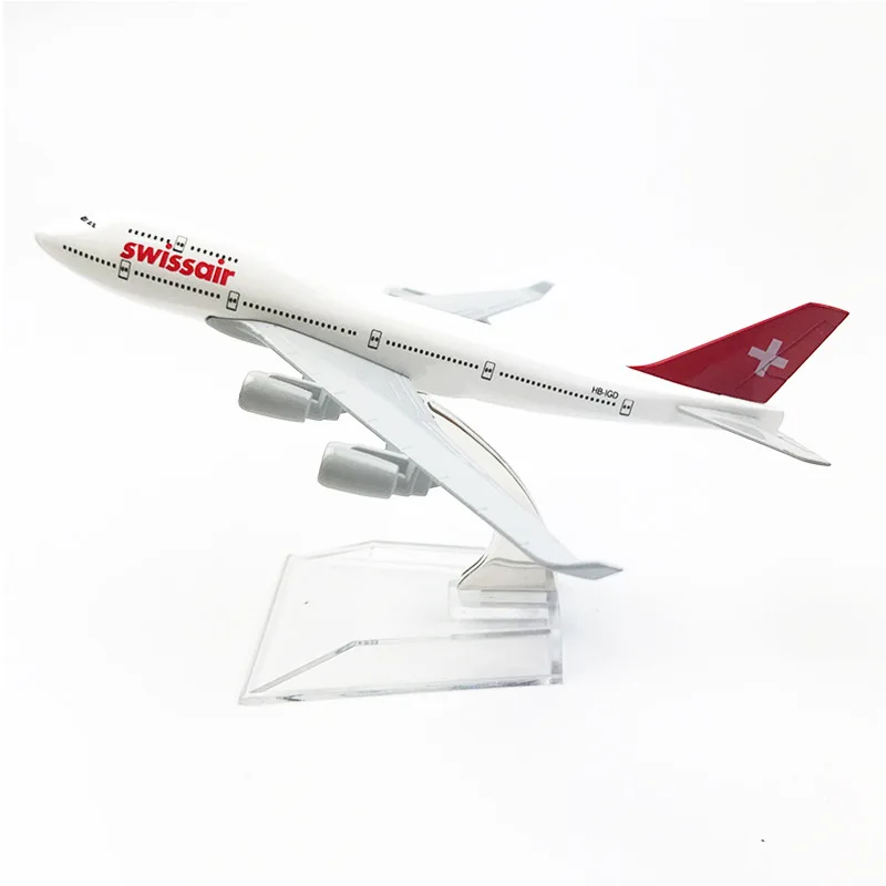 

Масштабная модель самолета Boeing 747 Swissair 1/400, 16 см, из сплава, коллекционная игрушка для детей, украшение, подарок