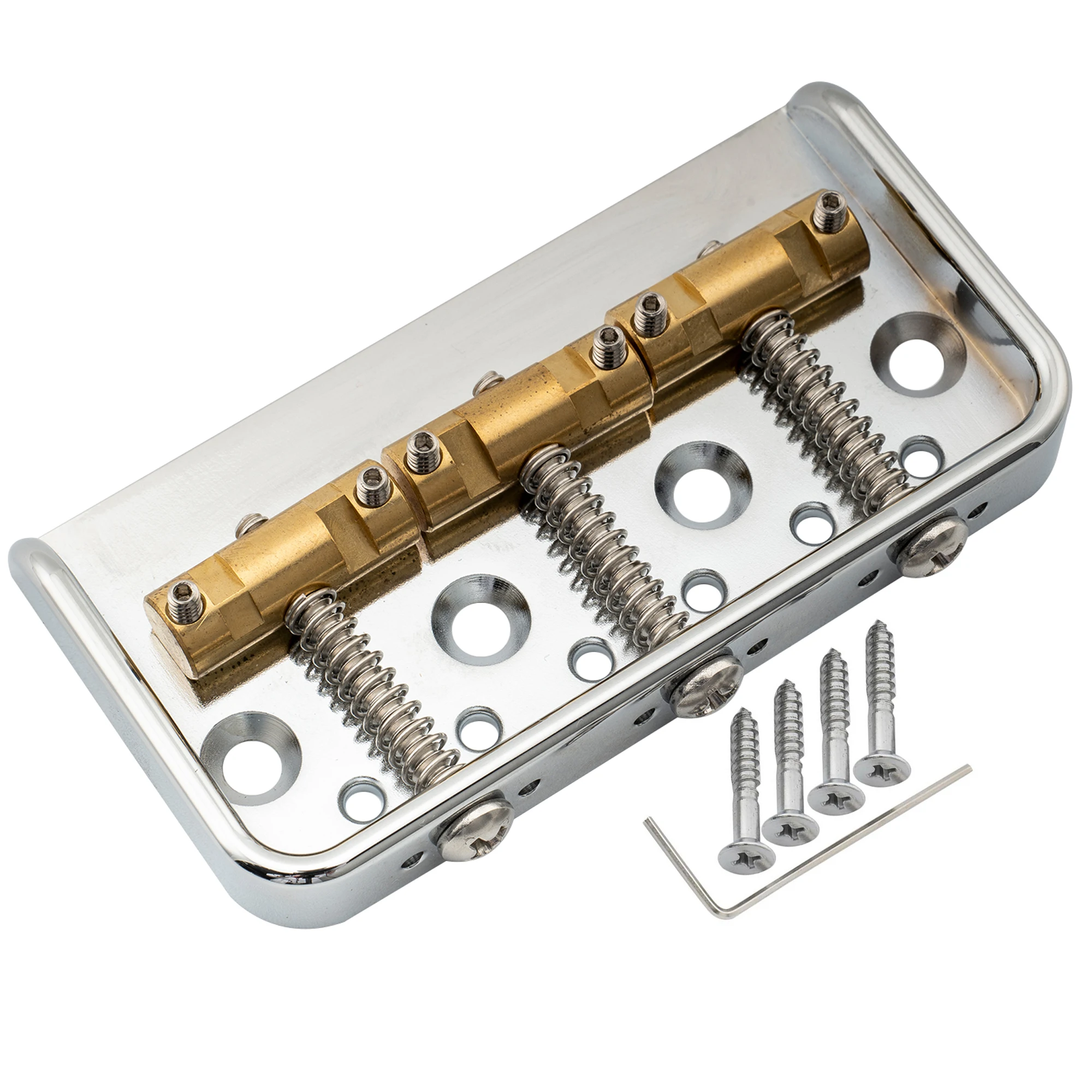 Musiclily Ultra 54mm String Spacing Full Solid Aluminum Short Plate with Brass Compensated 3-Saddle Vintage Tele Style Bridge