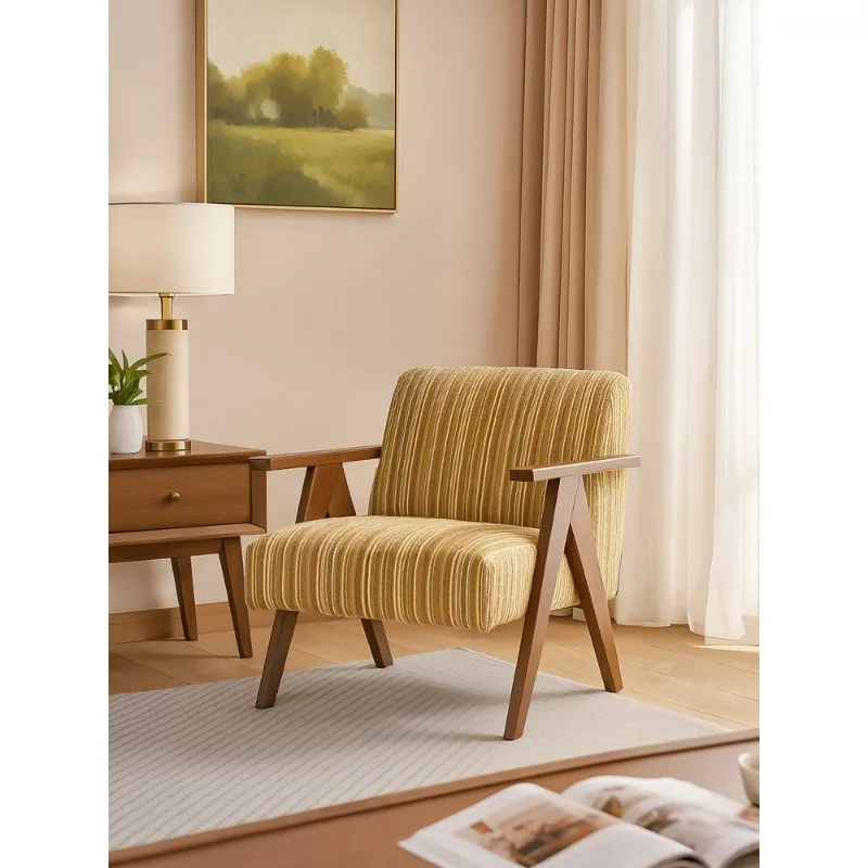 American retro fabric sofa chair, bed and breakfast hotel balcony leisure chair, living room small apartment single chair