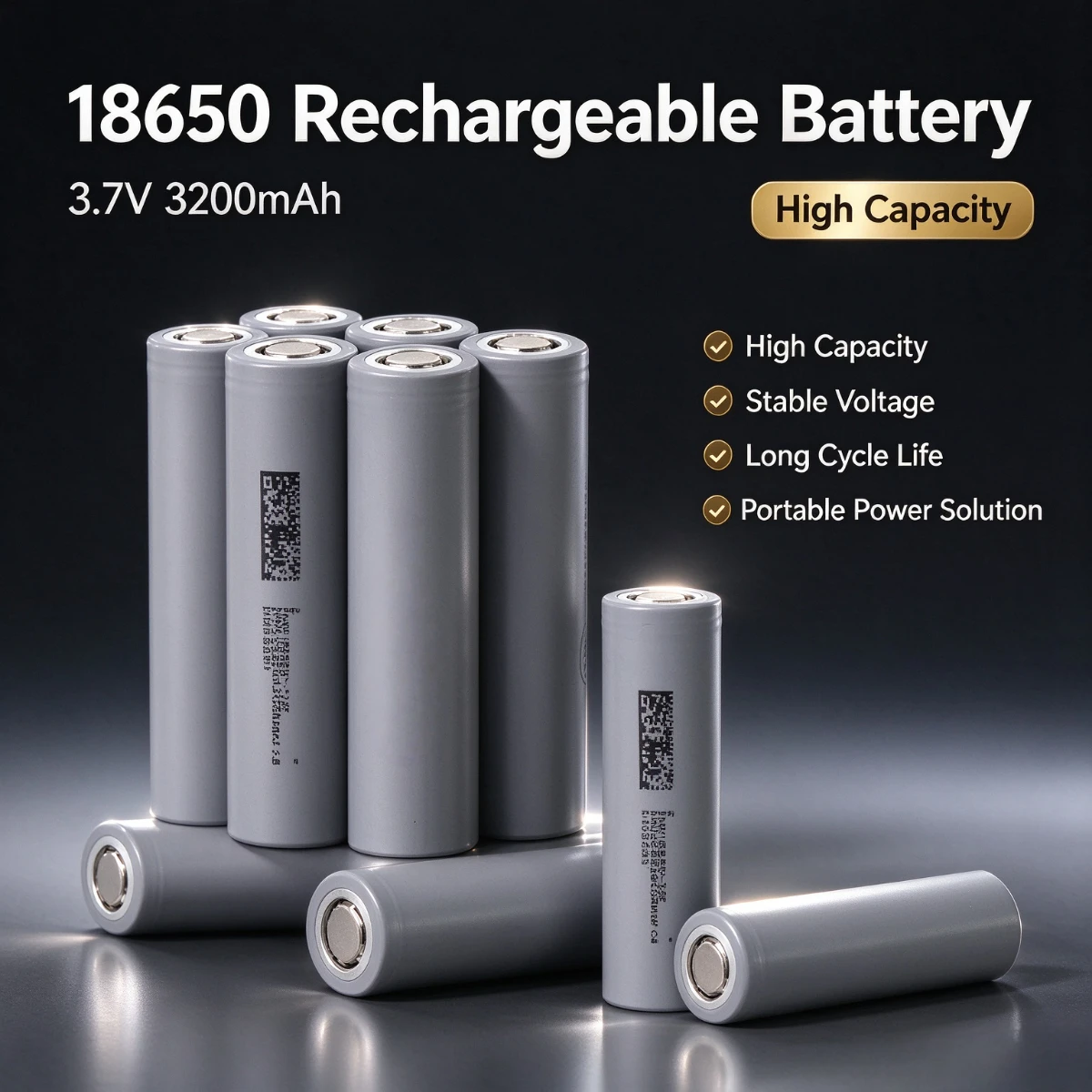 1-20PCS 18650 3.7V 3200mAh HighCapacity Rechargeable Lithium Battery Cell Flashlight Mini Fan Power Bank DIY Electronic Project