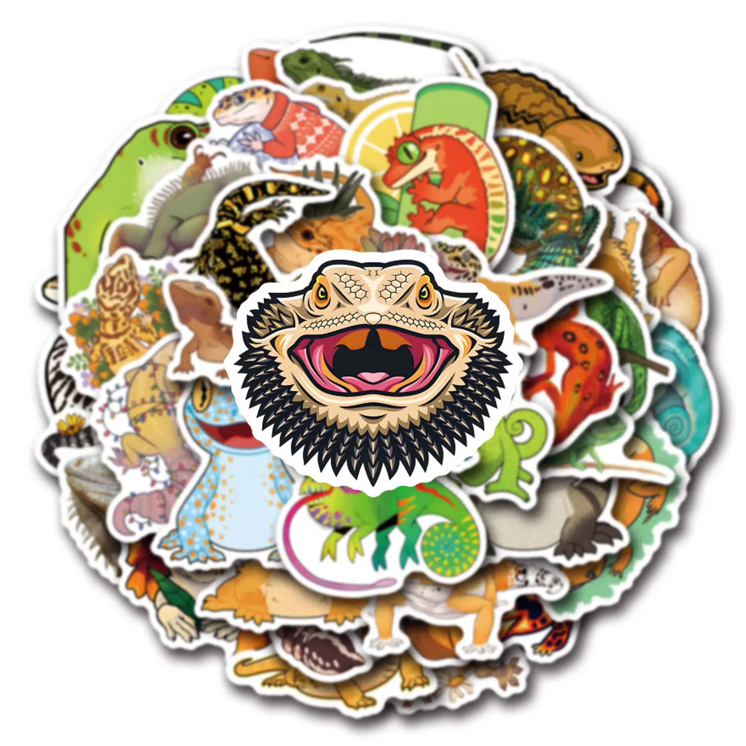 110 Buah Stiker DIY Grafiti Hewan Kadal Stiker Tahan Air Skateboard Bagasi Ponsel Buku Tempel