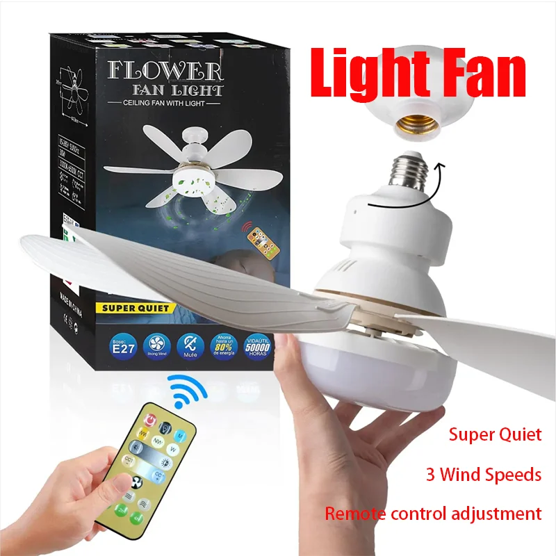 E27 with Remote LED 30W Ceiling Fan Light  Dimming Function  Suitable for Living Room Study and Home use  85-265V