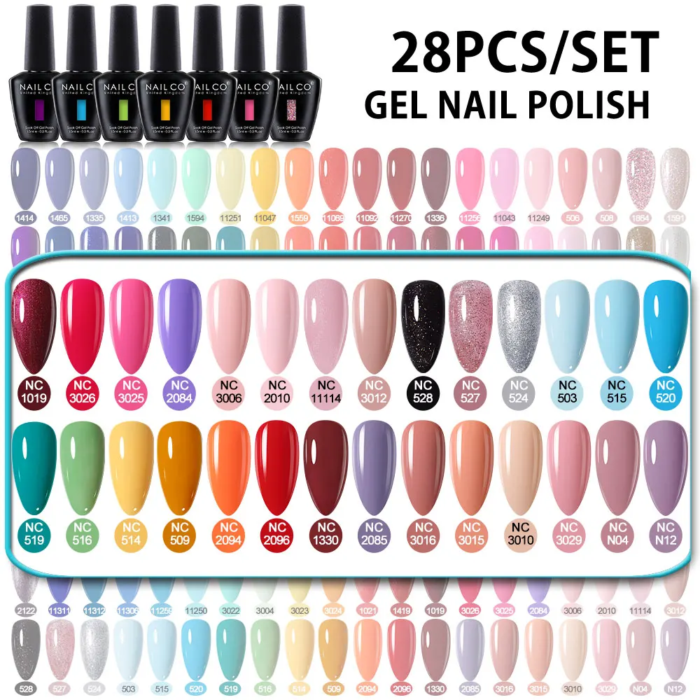 NAILCO 28 ألوان عدة هلام طلاء الأظافر مجموعة شبه دائمة مسمار الفن تصاميم UV هلام الورنيش ل قاعدة مانيكير ماتي معطف فوقي أطقم #2