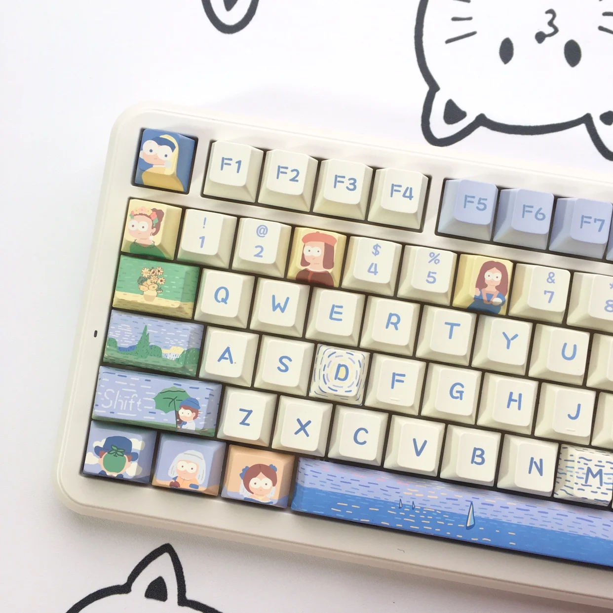 5つの昇華型メカニカルキーボード,キーキャップ,150キー,高品質のworks,alice,White, Blue,dma,Cute