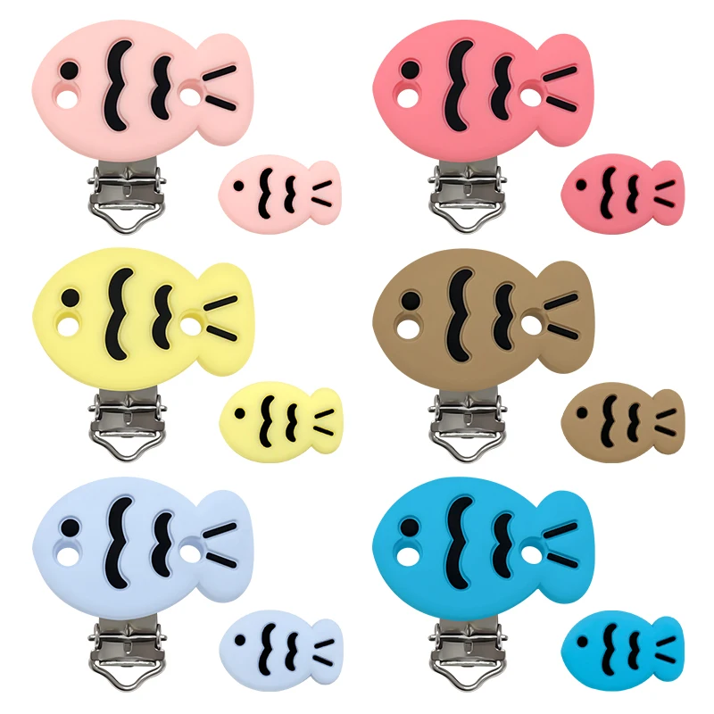 2pcs/set New Silicone Cartoon Fish Clip DIY Nipple Chain Bead Jewelry Accessories