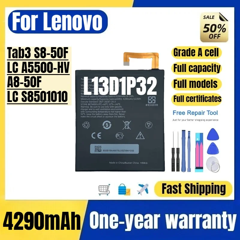L13D1P32 for Lenovo Tab3 S8-50F/LC A5500-HV/A8-50F/LC S8501010 Tablet Battery High Quality Replacement Bateria Grade A Cell