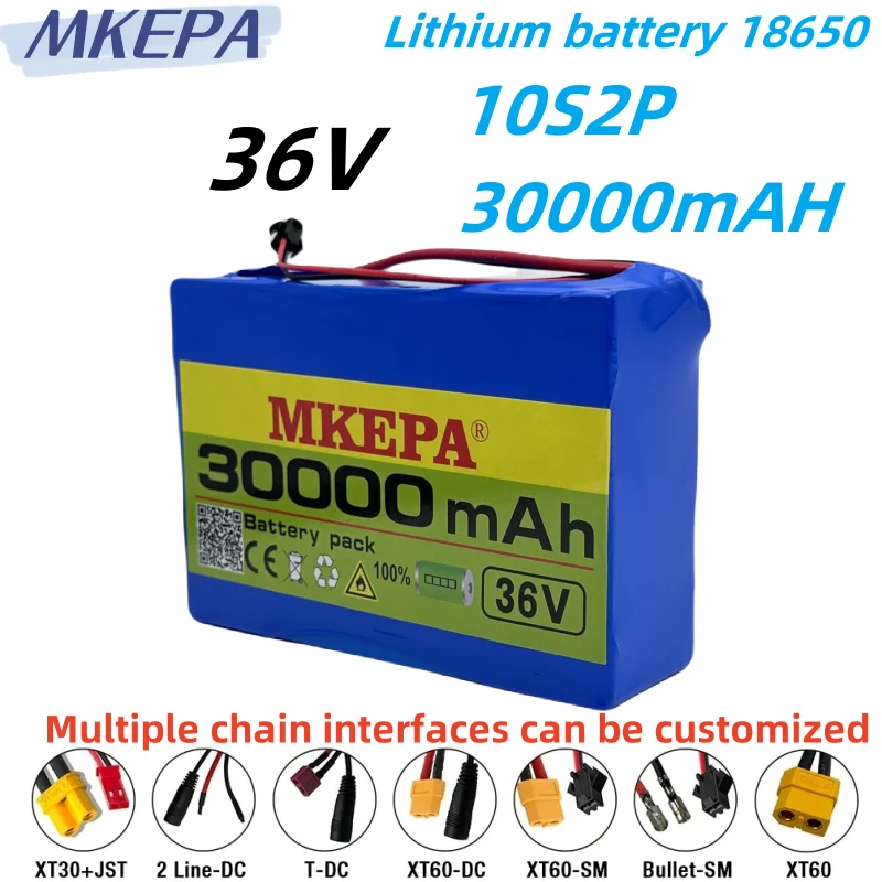 36V 10S2P 30Ah 450W 18650 lithium-ion battery pack BMS function. Applicable to 42V 37V 35e