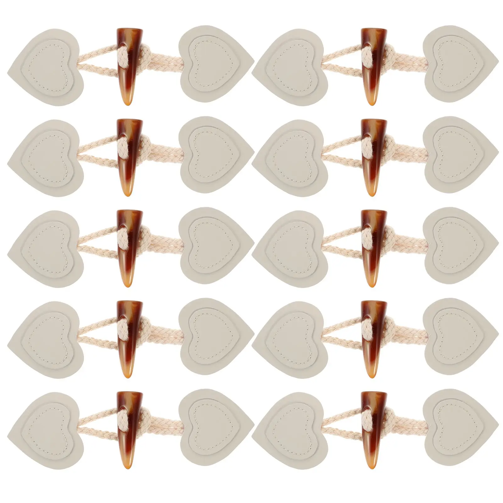 

10 Pcs Peach Heart Ox Horn Buckles Coat Toggle Buttons Resin PU Fasteners Decorative Accessories Sewing Projects Clothing