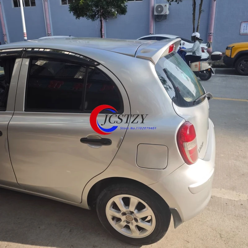 سبويلر لنيسان مارس 2010 2011 2012 2013 2014 2015 جودة عالية بلاستيك ABS سقف خلفي للسيارة أجنحة سبويلر ملحقات #3