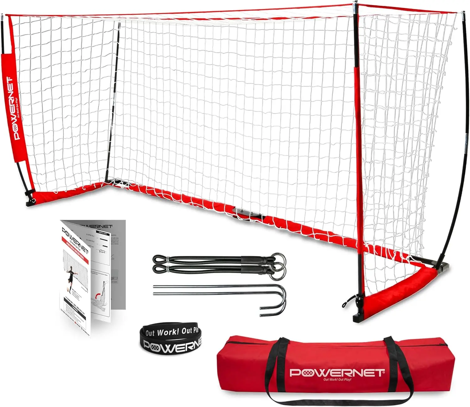 Soccer Goal, Portable Net Collapsible Metal Base, Quick Setup Ultra Portable, Full Size Framed Goal