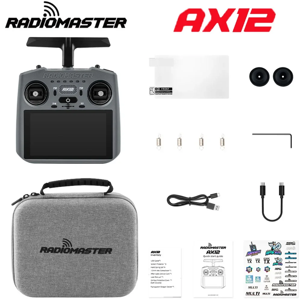 Radiomaster AX12 Android 2.4G 16CH 5.5inch IPS Touchscreen Radio Controller ExpressLRS X5 Hall Joystick Built-in ExpressLRS