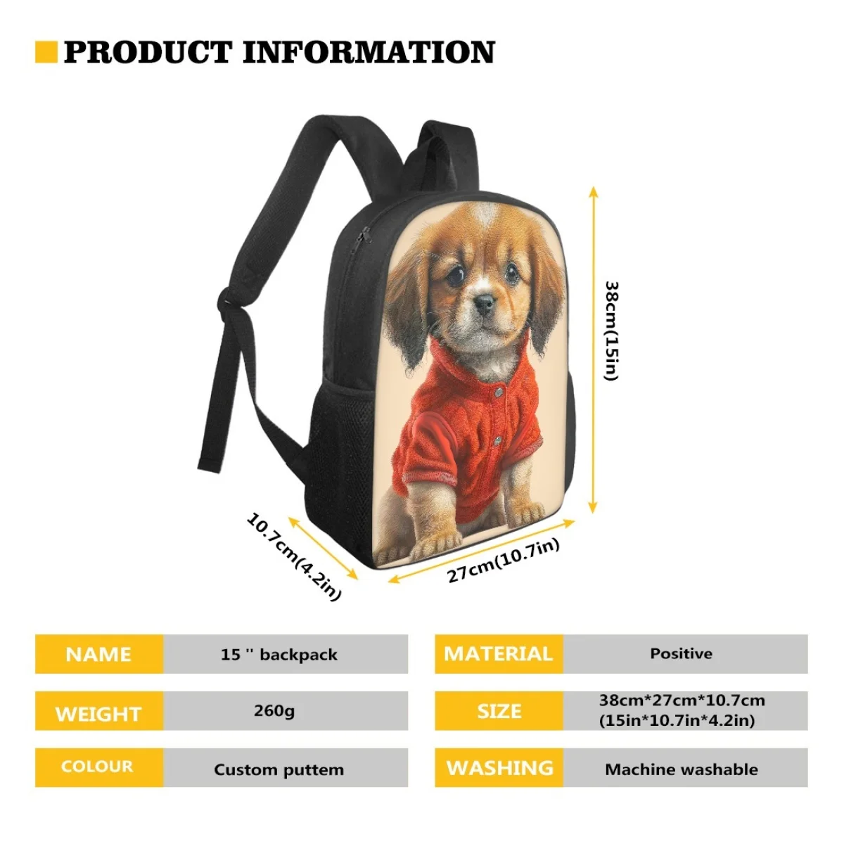 15inch School Backpack For Teenager Student Cute Dog 3D Print School Bags Boys Gilrs Back Pack Bookbag Kids Schoolbags Rucksack