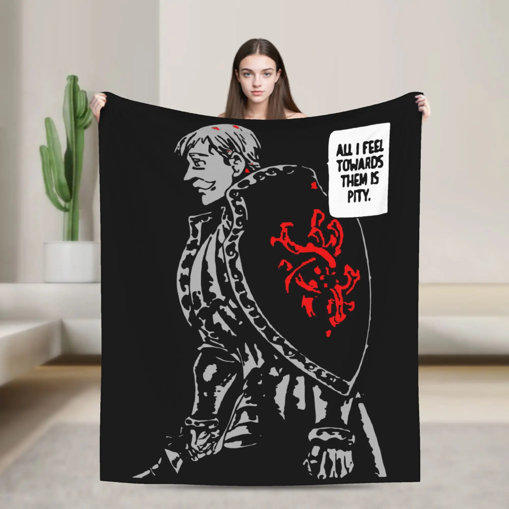 Escanor الخطايا السبع المميتة بطانيات غامضة بطانية رمي الموضة لأريكة تتحول لسرير الأريكة 125*100 سنتيمتر لحاف رقيق من القطيفة ، #1