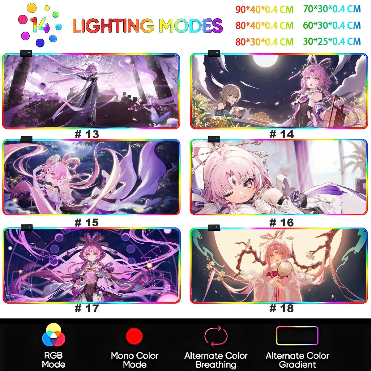 RGB-Hintergrundbeleuchtung, großes, rutschfestes Mauspad, letzte Herkunft, Anime Waifu Leopard, LED, leuchtendes Mauspad, Tisch-Gaming-Matte, Schreibtisch-Spielmatte