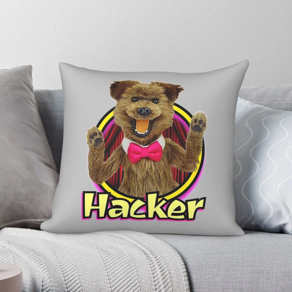 Hacker T Dog Hacker Time Square Pillowcase Polyester Linen Velvet Printed Zip Decorative Throw Pillow Case Bed Cushion Cover