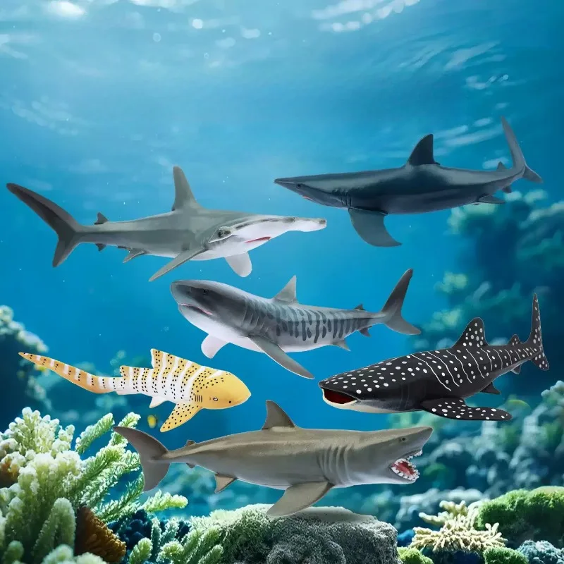 Realistic Zebra Shark Animal Figurine, Solid PVC Marine Life Model, Educational Desktop Display Ornament for Kids Collection