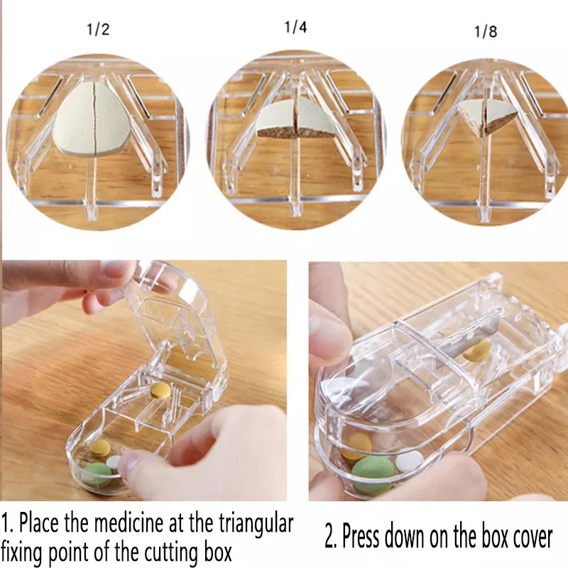 1PCSTransparent Medicine Cutter Small Pill Compartment Storage Box  Travel Home Pill Box Mini Pill Cutter FYQ10