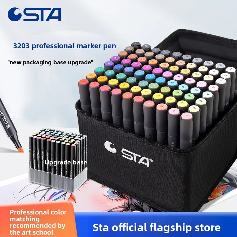 Dual Tip Art Marker Pen Set for Anime Illustration and Interior Design, 30 to 128 Colors Alcohol Based Markers with Fine and