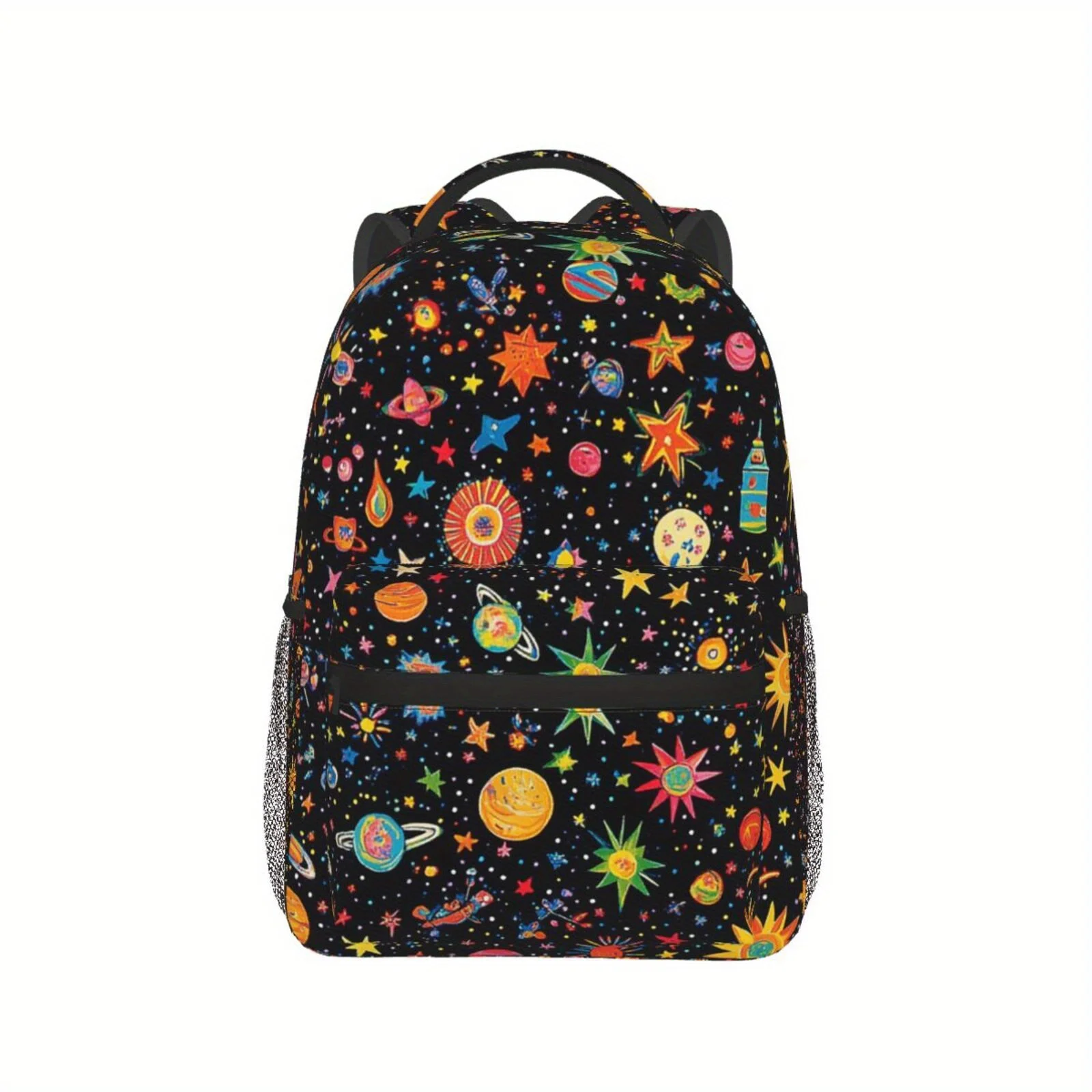Starry Sky Illustration Pattern Full Color Printing Back to School Student Backpack Shoulder Strap Back and Waist Protection