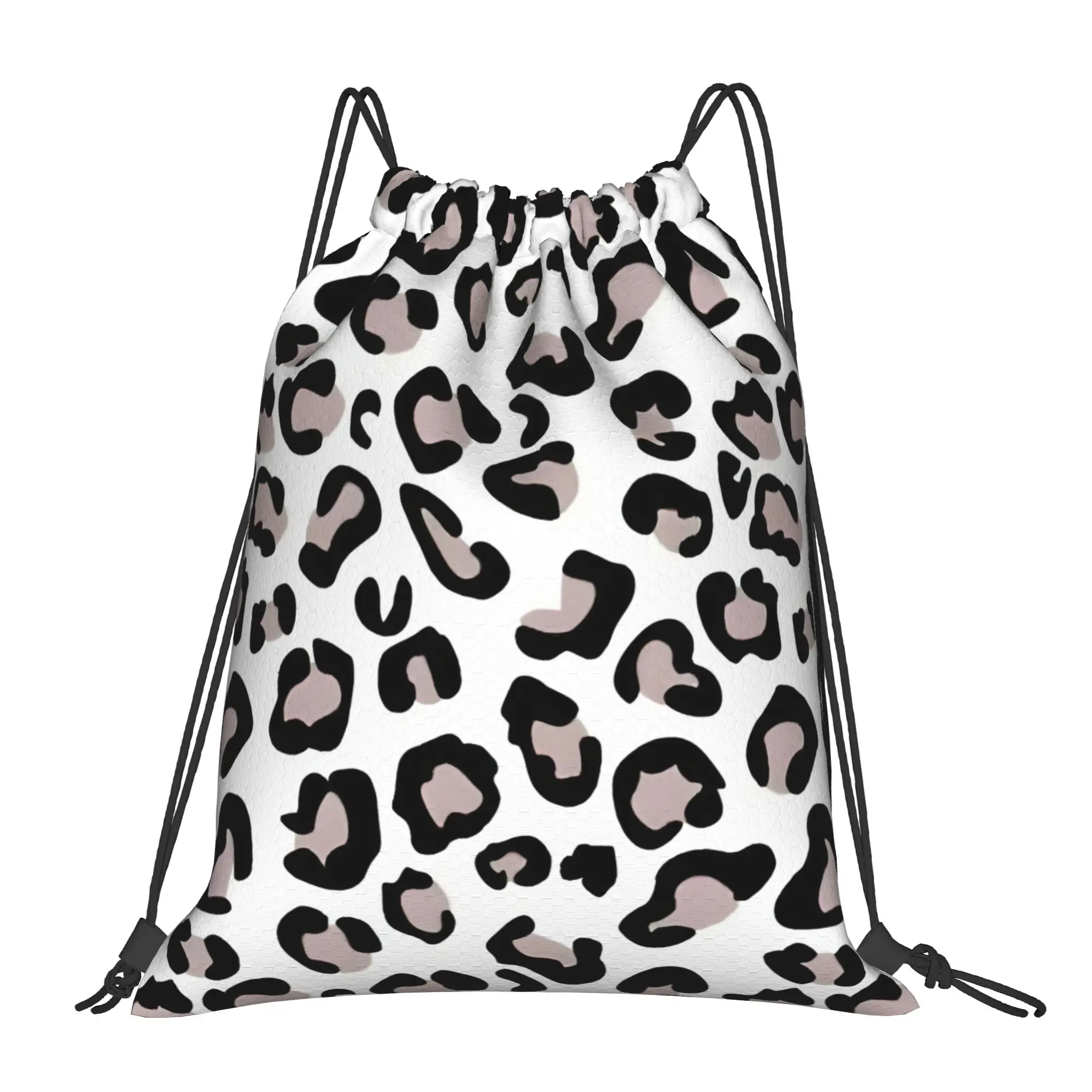 Brown Cheetah Print Leopard Print Portable Hiking Drawstring Backpack Riding Backpack Gym Shoes Drawstring Bags