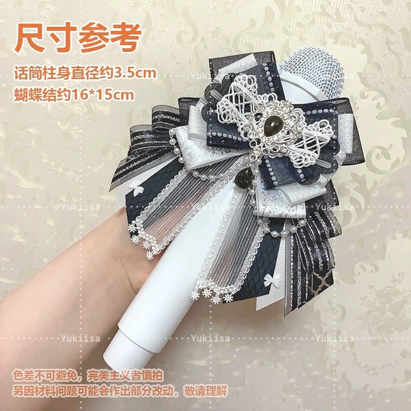 Lantern Stick Japanese Style Rhinestone Lace Rose Bow Hair Accessories Handmade Light Lolita Headdress Clip for Women Girls