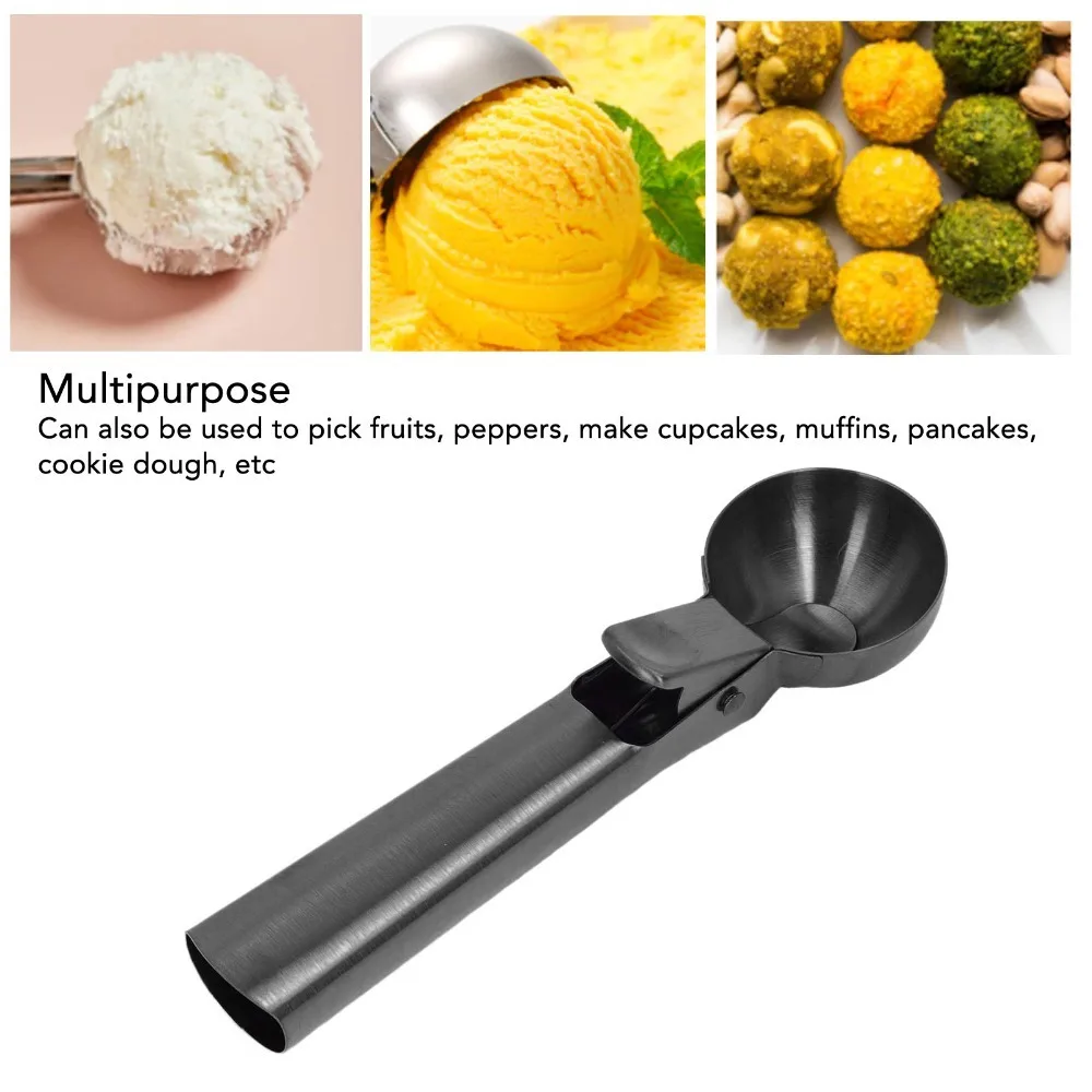 Stainless Steel Ice Cream Scoop Stick Proof Comfortable Handle Ice Cream Scooper Black Dishwasher Safe
