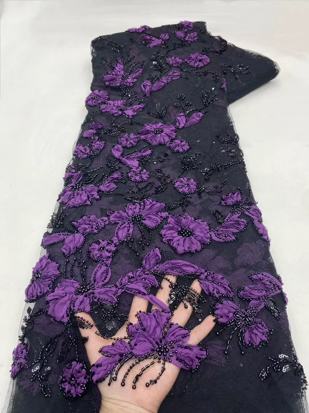 

French Cord Mesh Beads Fabrics Lace African 2025 High Quality Nigerian Net Sequins Lace Luxury For Women Wedding Dresses Sewing