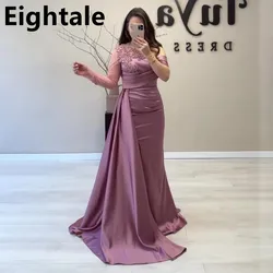 Off Shoulder One Sleeve Mermaid Evening Dresses For Wedding Party 2022 Satin Dubai Beaded Formal Prom Dress Arabic Party Gown