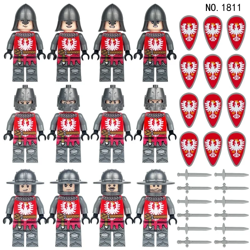 Corps médiéval assemblé jouets, boucliers, figurines, jouets, poupées humanoïdes, jouets pour enfants, cadeaux d'anniversaire et personnages de dessins animés.